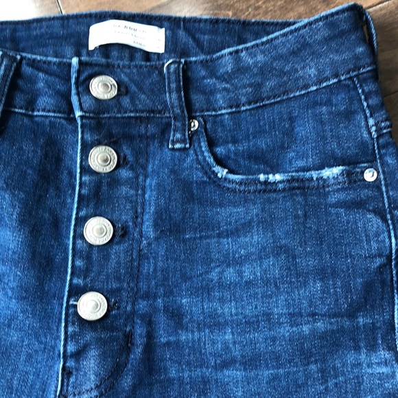 Zara Dark Wash High-Waisted Button-Fly Skinny Jeans Size 4 - Picture 6 of 13